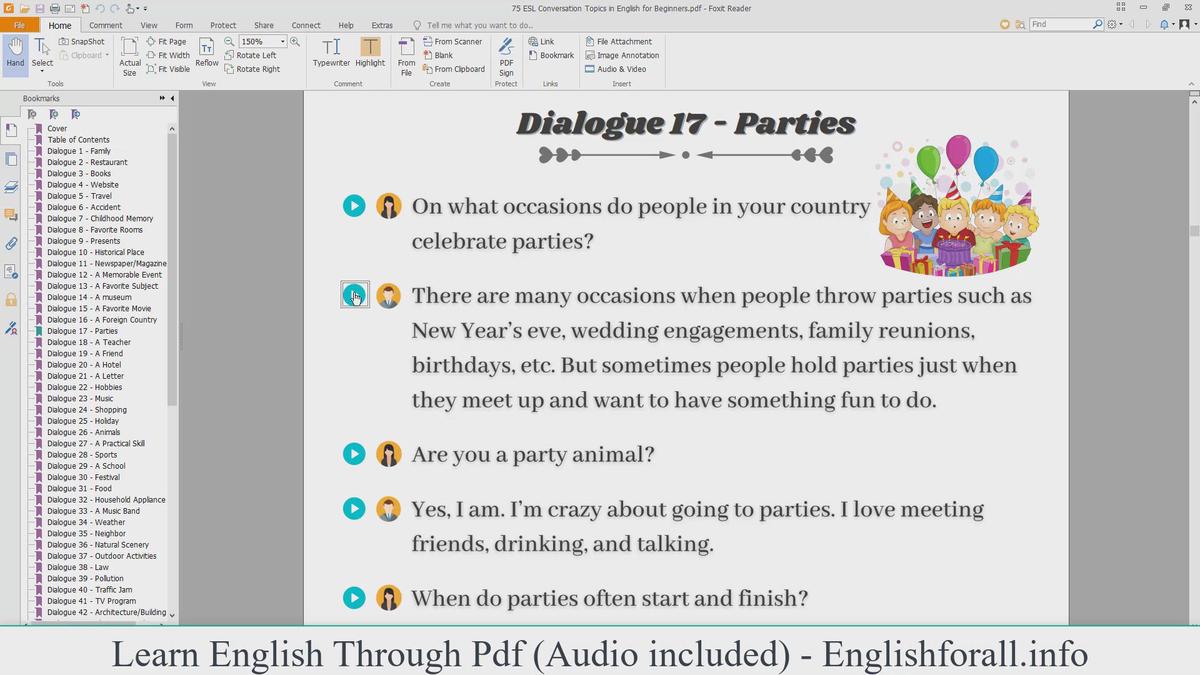 'Video thumbnail for English Conversation About Parties'