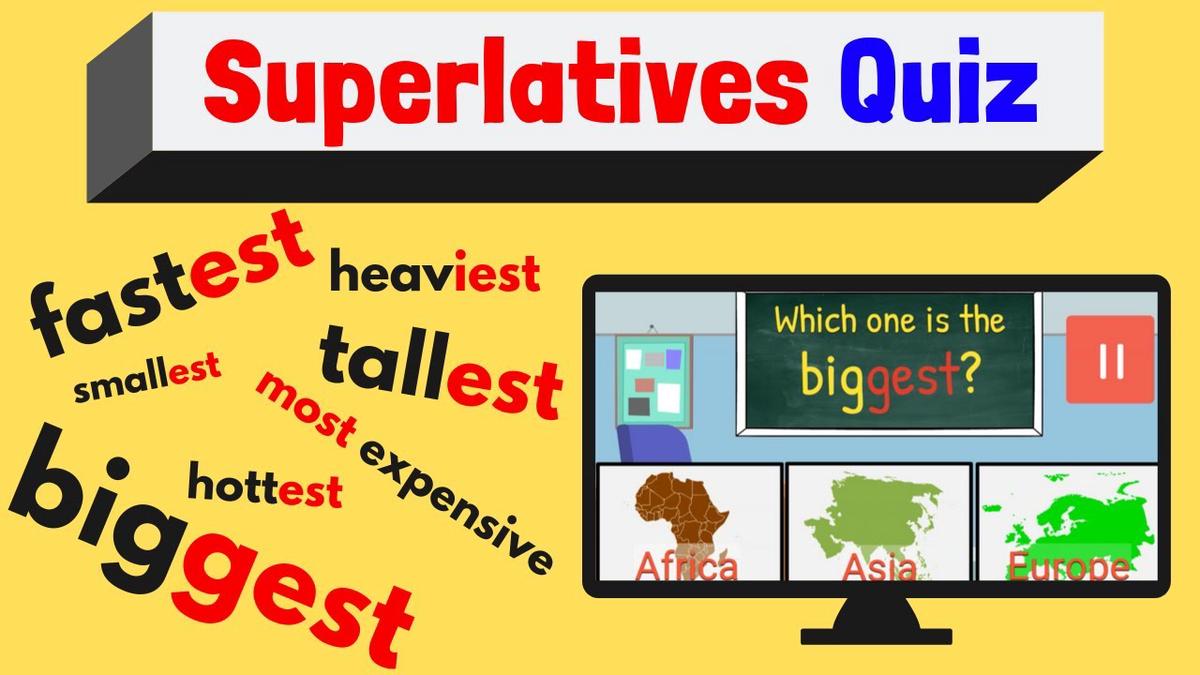 'Video thumbnail for Superlatives Quiz | Fun ESL Game | Easy English Quiz'