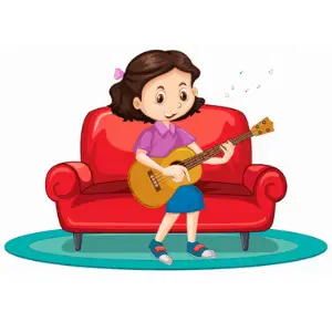 girl practicing the guitar