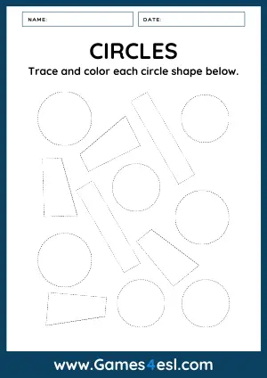 2D Shapes Tracing Worksheet - Circles