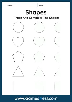 25 Free 2D Shapes Worksheets | Games4esl