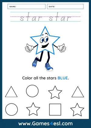 2D Shapes Worksheet - Star