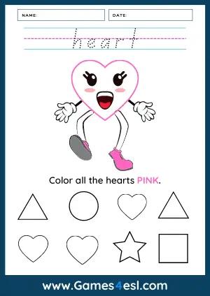 2D Shapes Worksheet - Heart