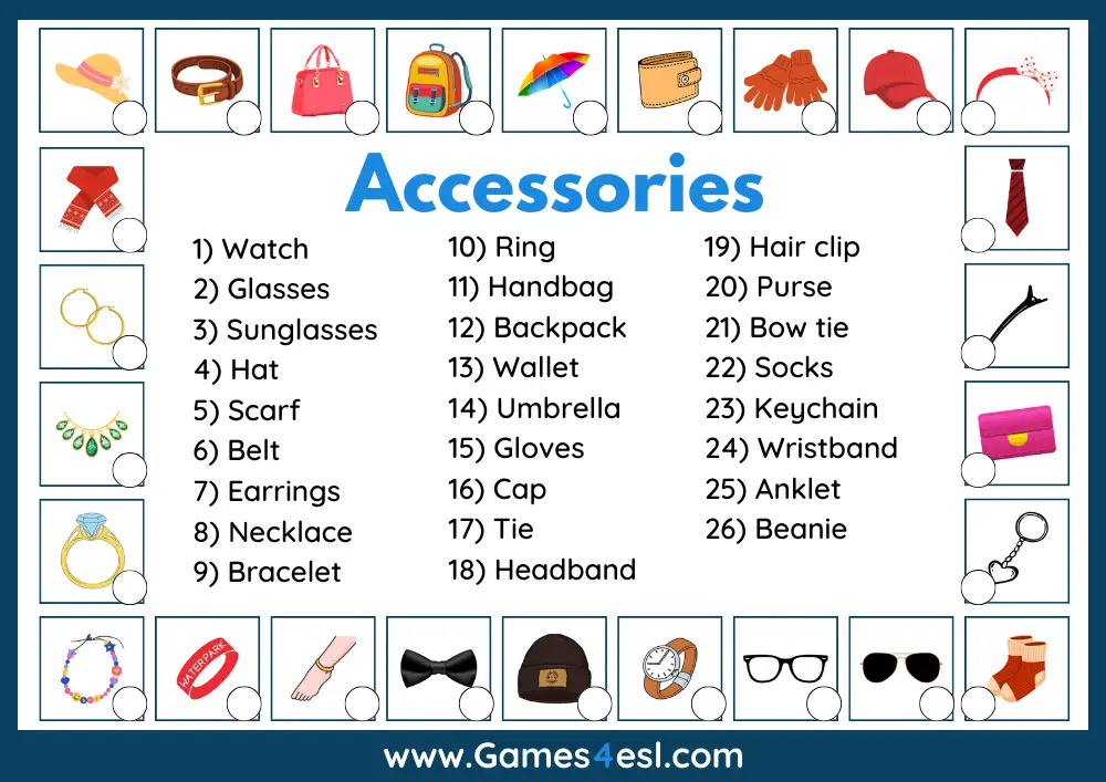 A List Of Accessories In English With Pictures