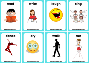 Action Verbs Small Flashcards