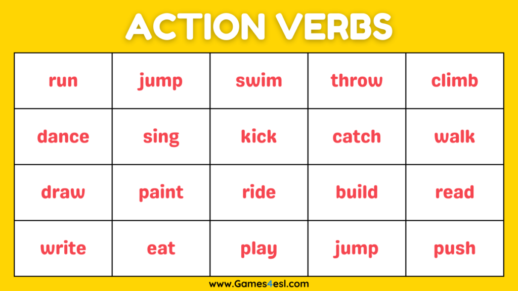 A List Of Verbs For Kids