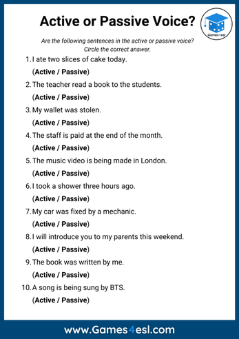 Active and passive voice exercises with answers pdf download update to windows 10 64 bit