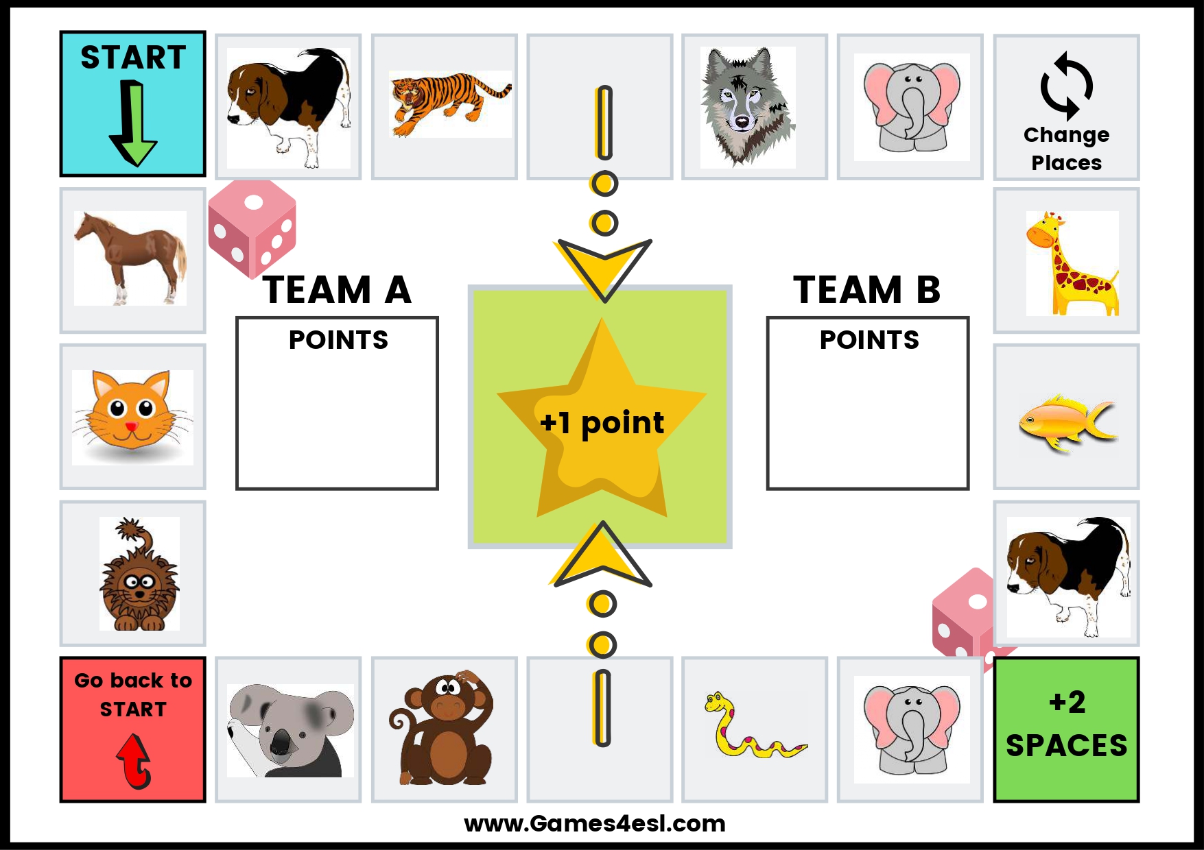 Printable Animal Board Games | Games4esl