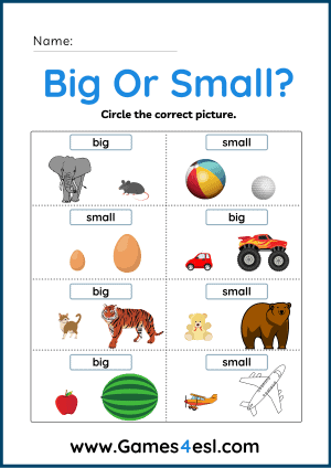 concept of big and small worksheets