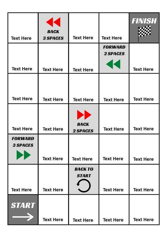 A printable Board Game Template
