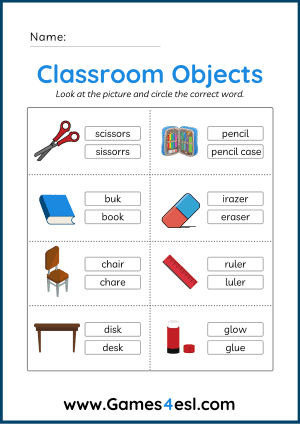 Classroom Object Worksheet 2