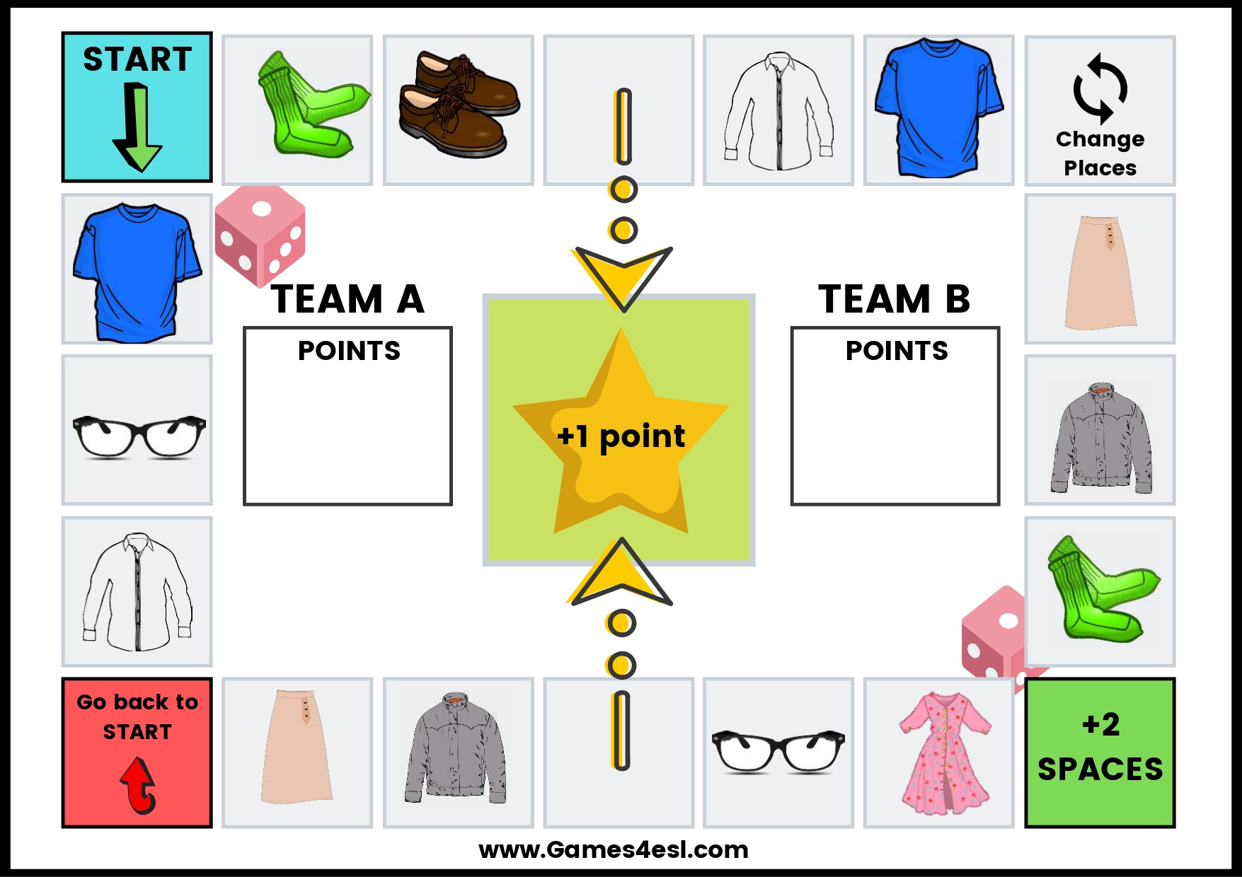 Printable Clothes Board Games | Games4esl