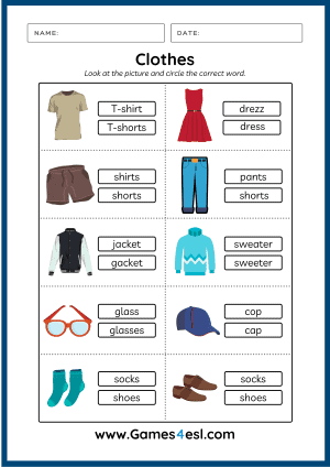 Clothes Worksheets