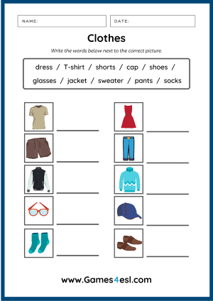 Clothes vocabulary Worksheet