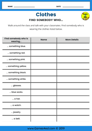 What are you wearing worksheet