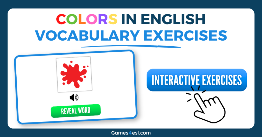 Online exercises to practice color names in English.