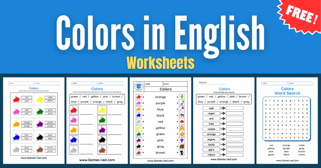 Colors Worksheets For Kids - Free Vocabulary Worksheets | Games4esl