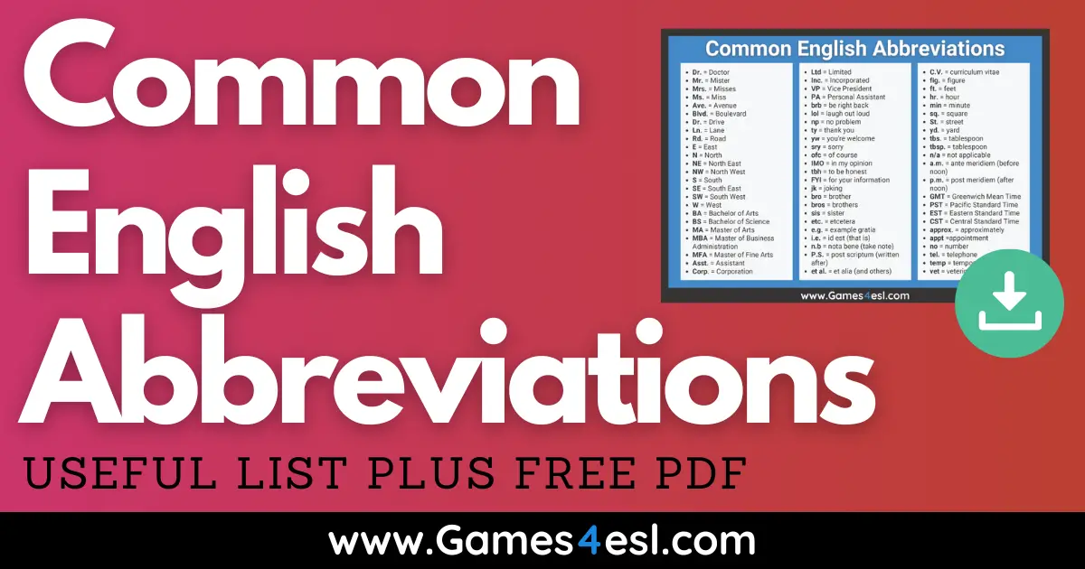 10 abbreviations and meaning in english - English Grammar Here