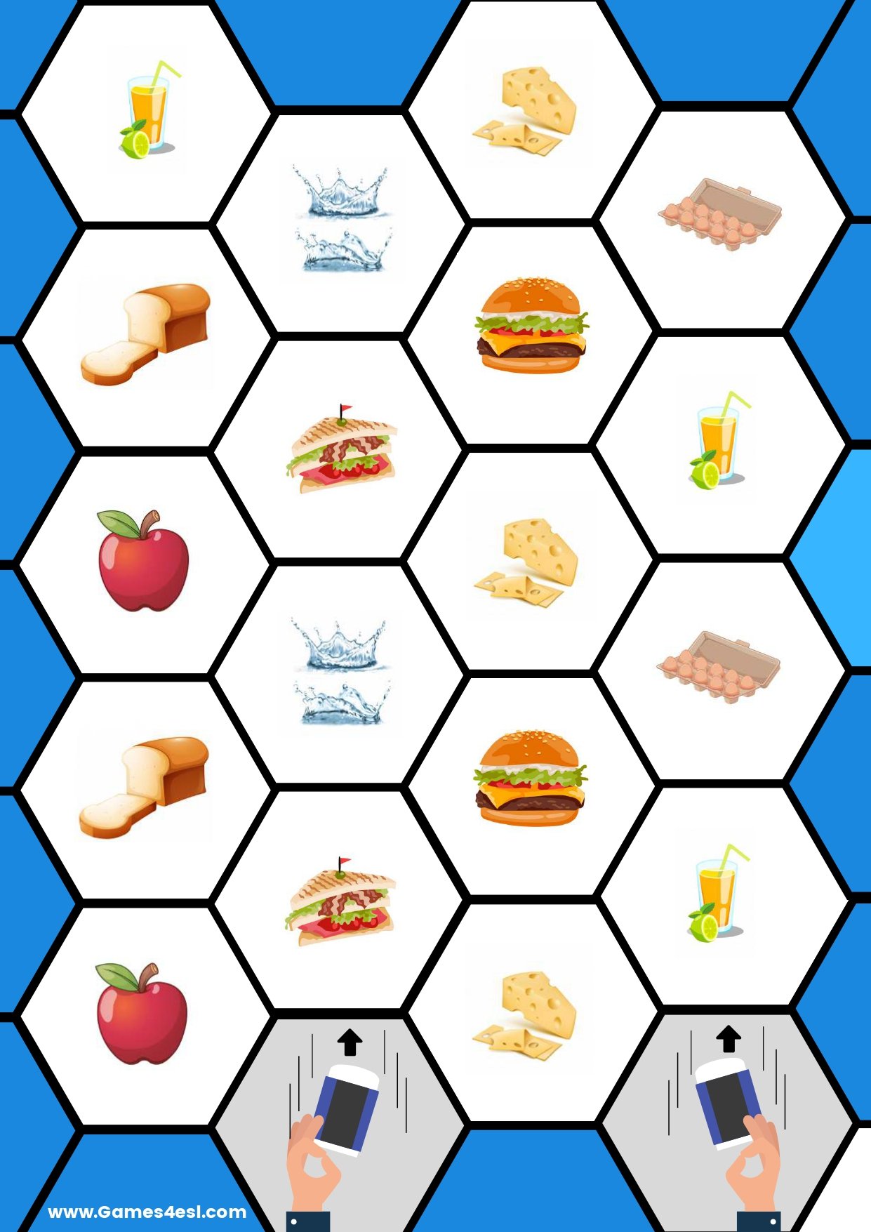 A printable board game to teach countable and uncountable nouns in English.