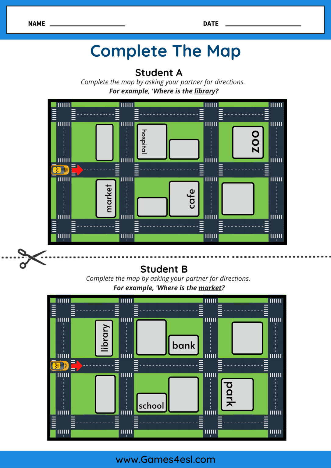 Directions Worksheets | Free Worksheets About Giving Directions | Games4esl