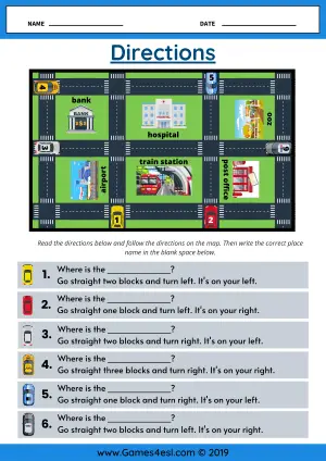 Directions Worksheets