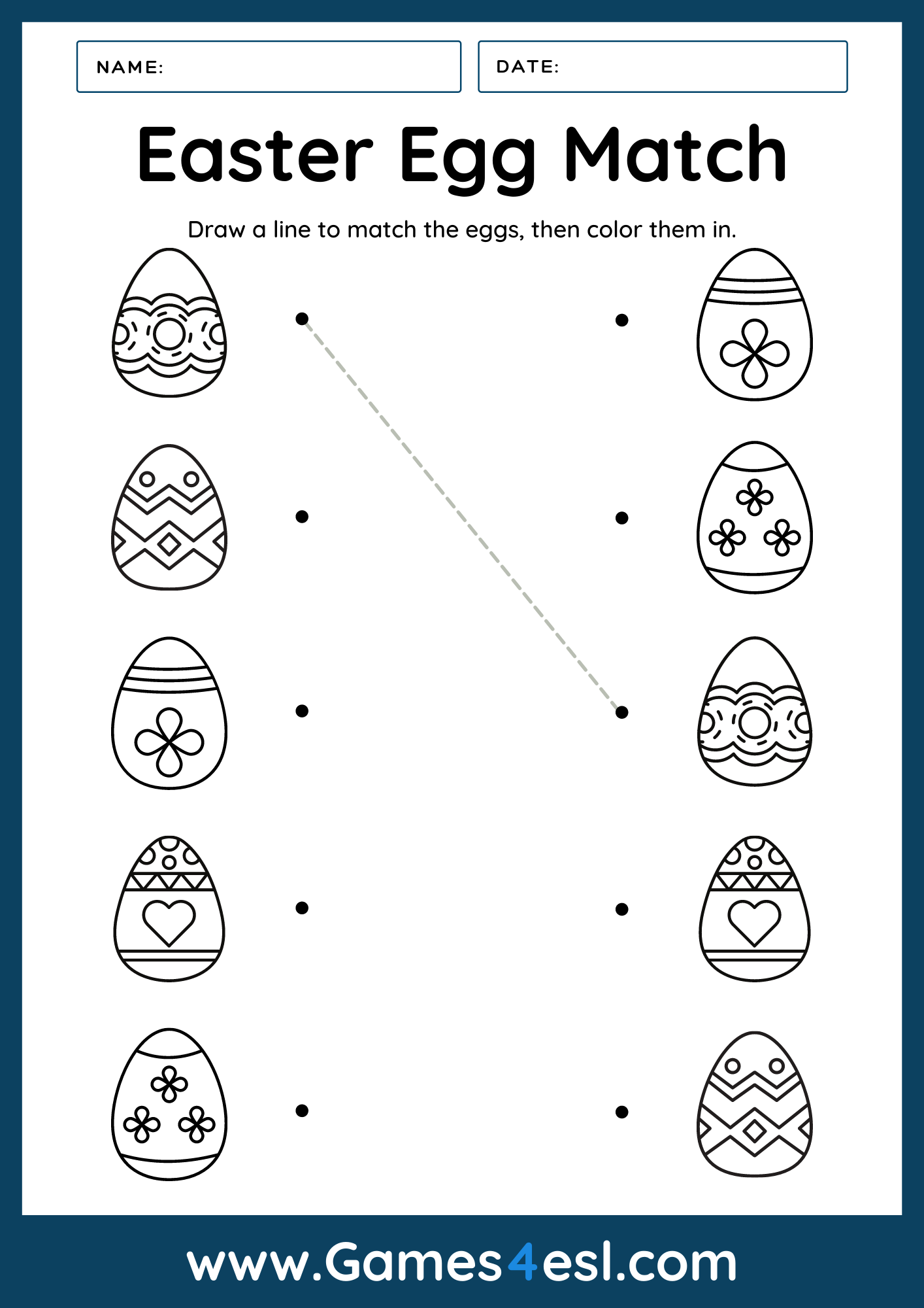 Easter Egg Matching Worksheet
