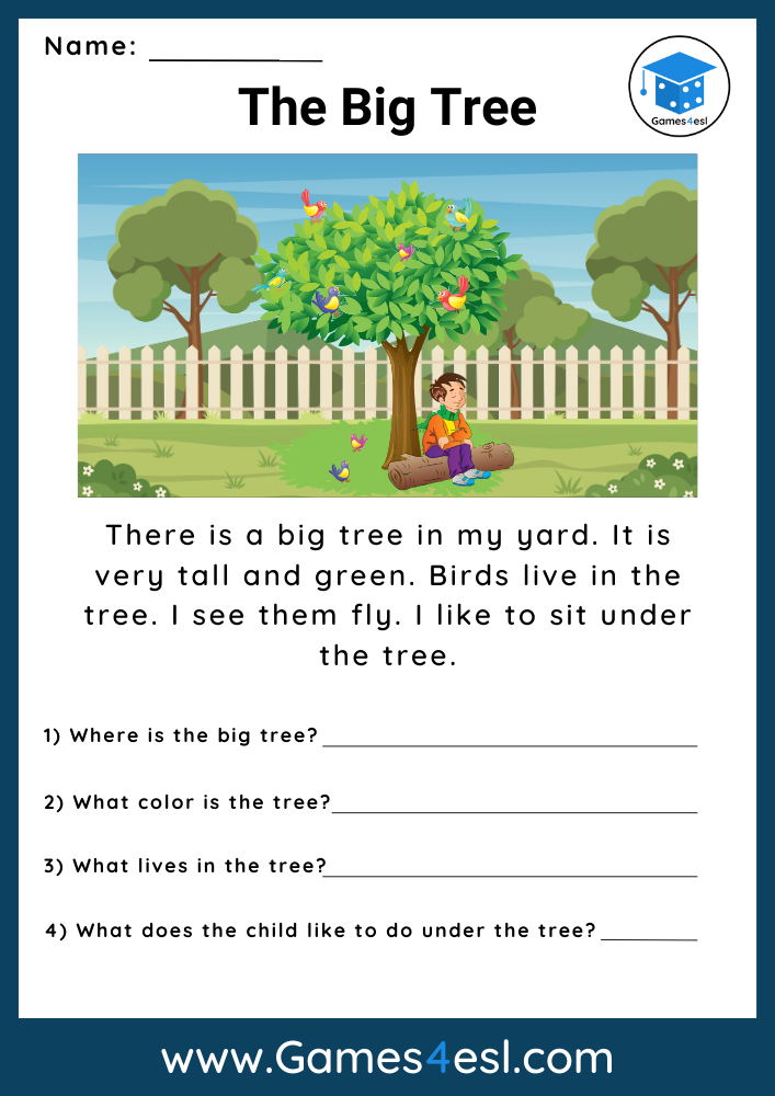 A First Grade Reading Comprehension Worksheet
