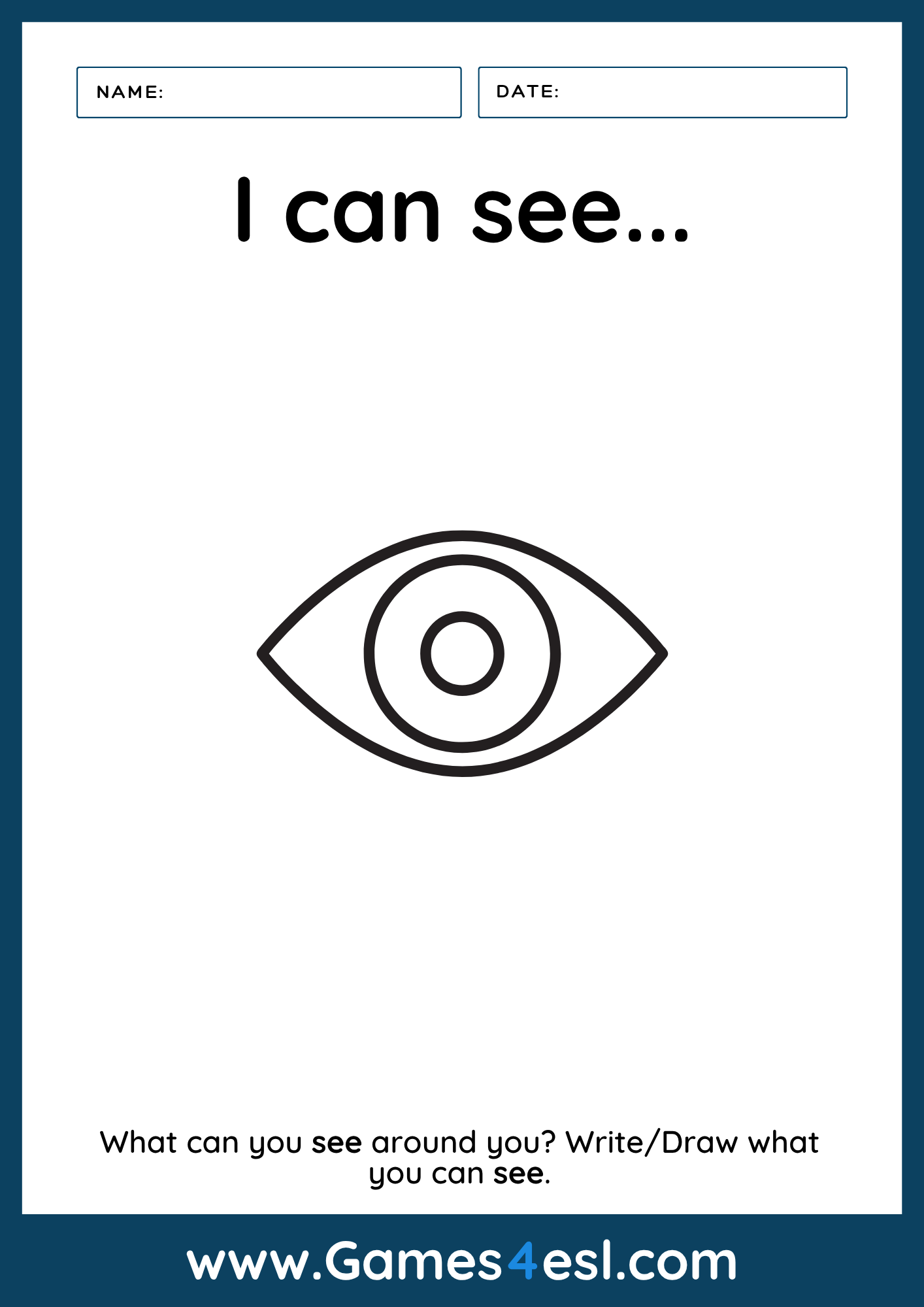 Collection of five senses worksheets for kids to write or draw examples