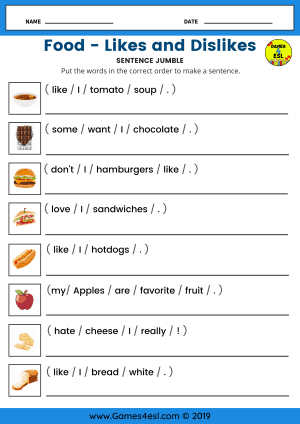 Types of Food, Vocabulary