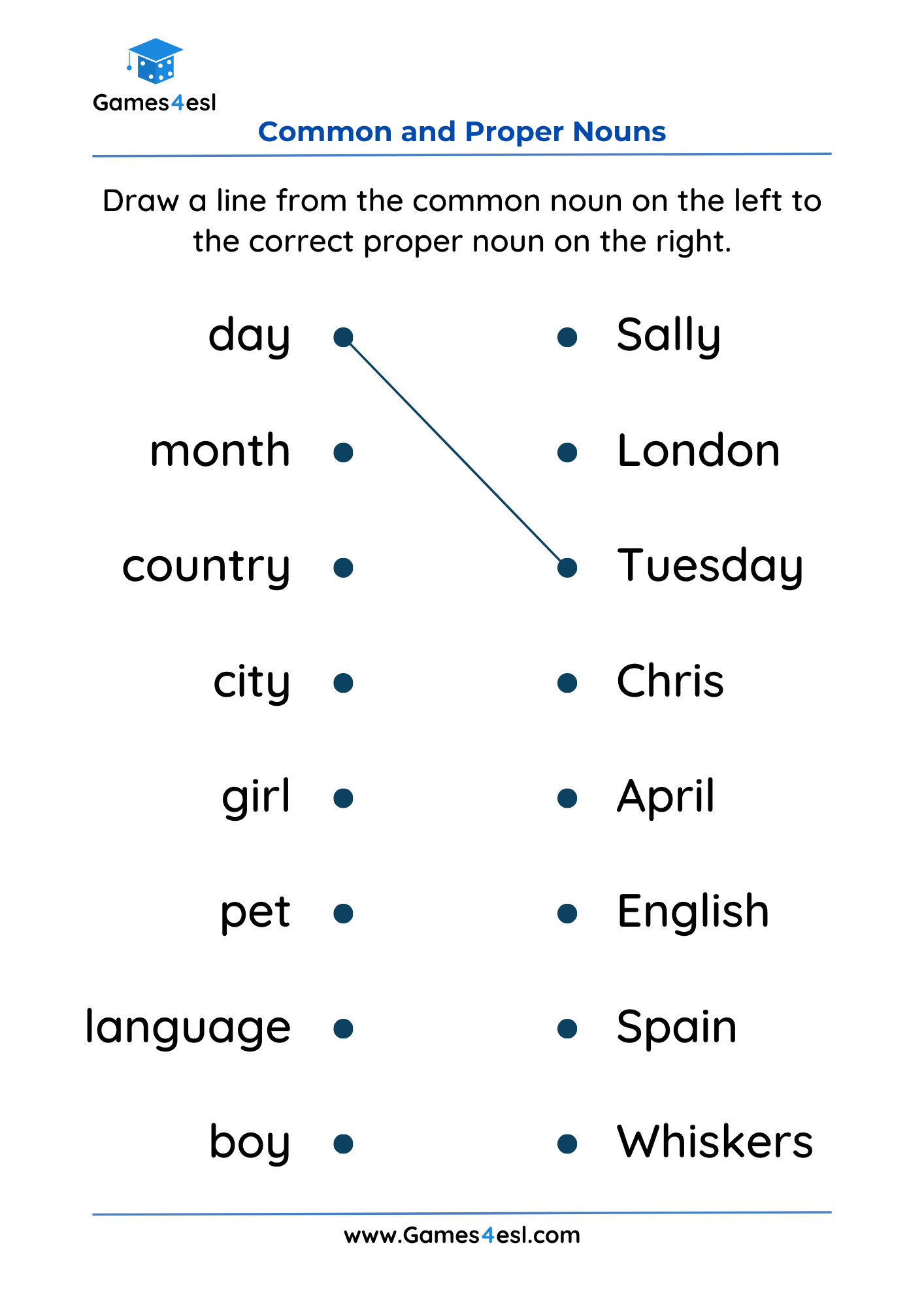 Common And Proper Noun Worksheets | Games4esl