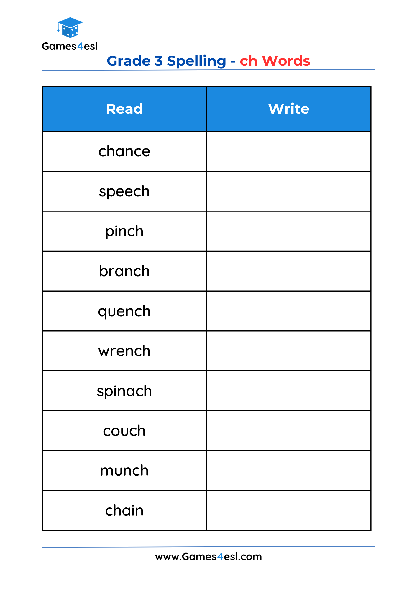 Spelling Words For Grade 3
