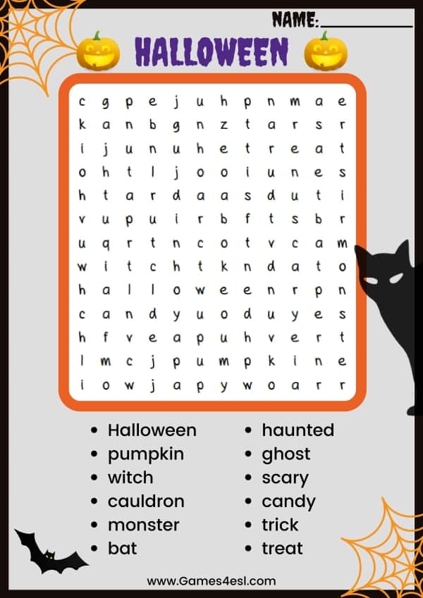 Halloween Word search