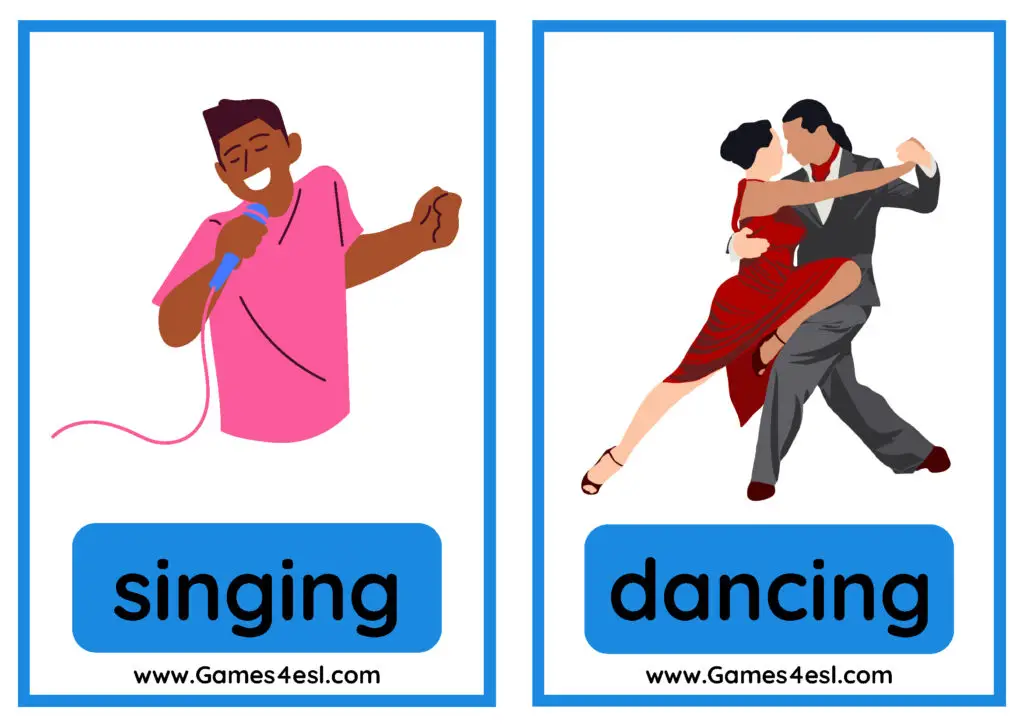 Hobby Flashcards - singing and dancing