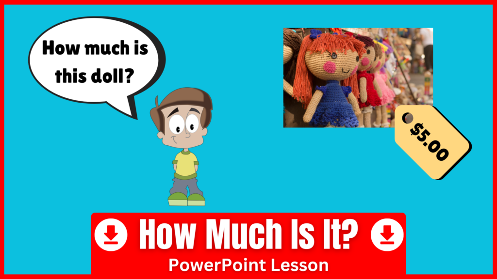 A preview of a PowerPoint for teaching "How much is it?"