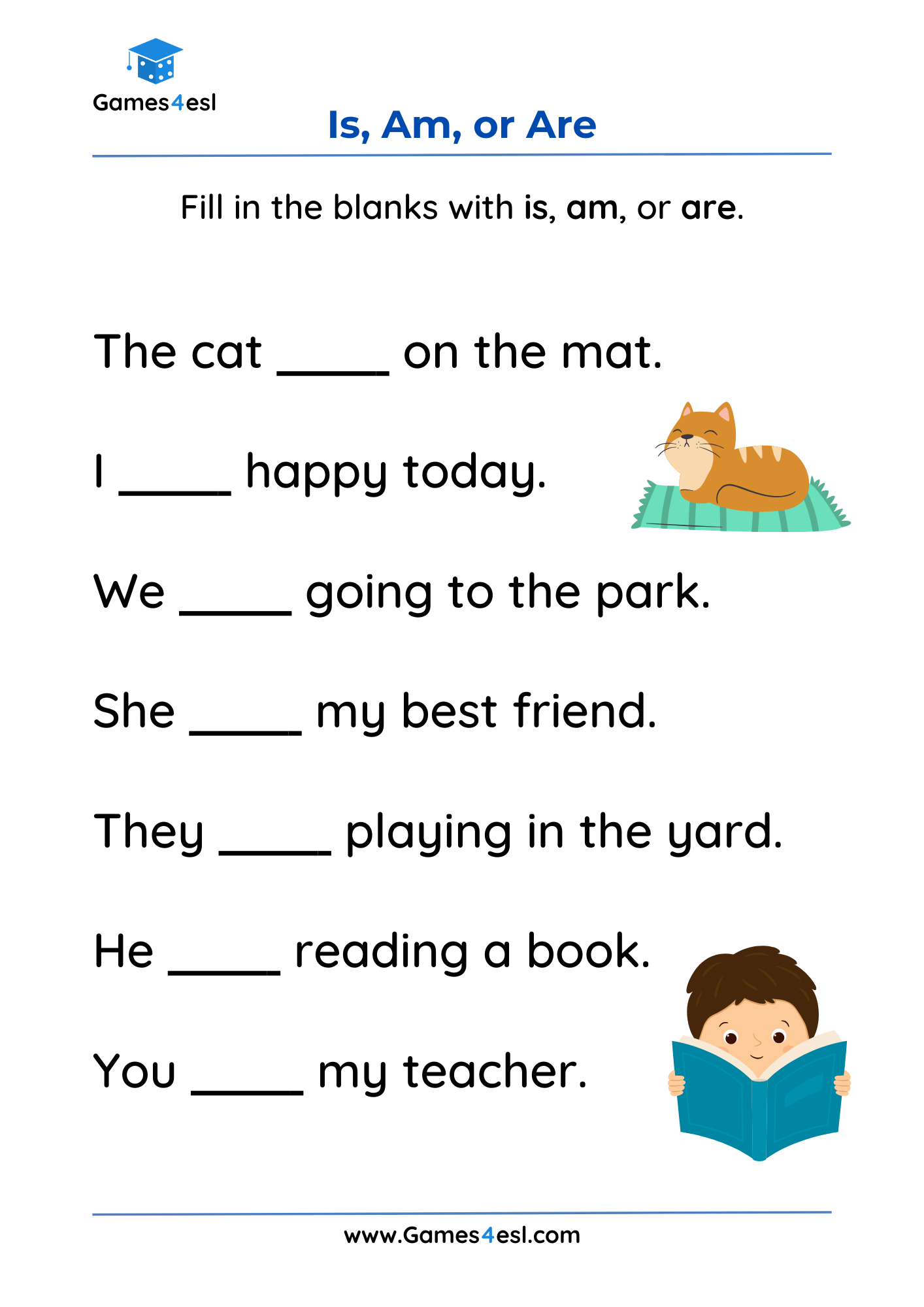 Is Am Are Worksheets | Games4esl