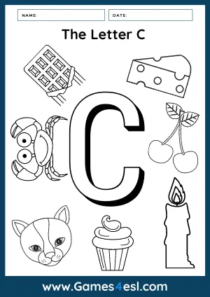 Letter C Coloring Worksheet