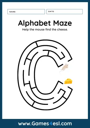 Letter C Maze Worksheet