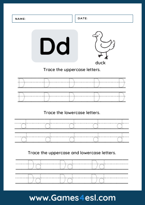 Letter D Tracing Worksheet