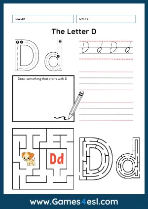 Letter D Activity Worksheet