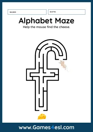 Letter F Maze Worksheet - Lowercase