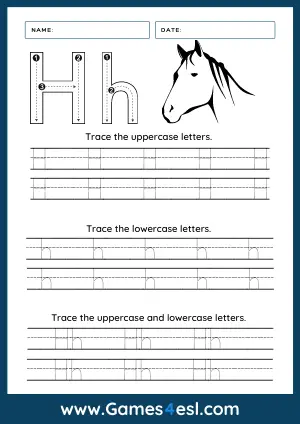 Letter H Tracing Worksheet