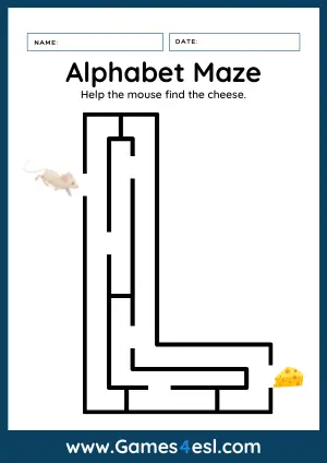 Letter L Maze Worksheet