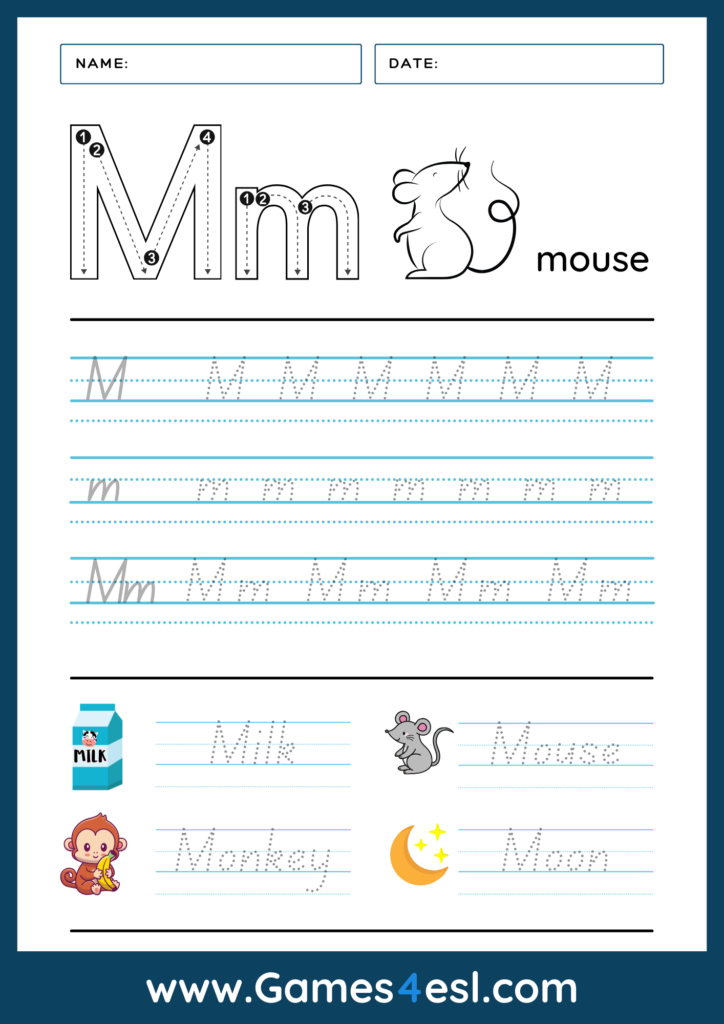 Letter M Tracing Worksheet