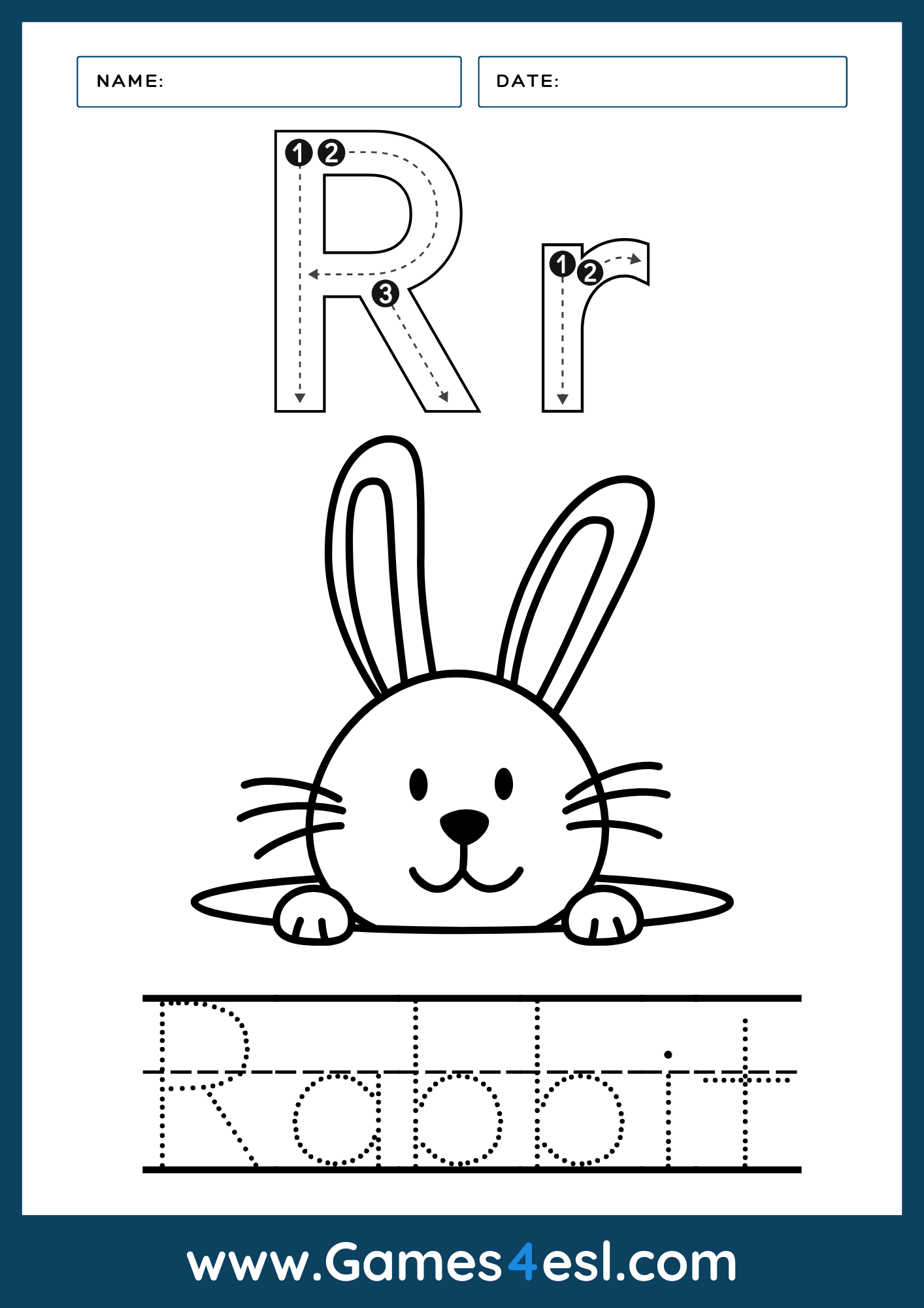 A Letter R worksheet