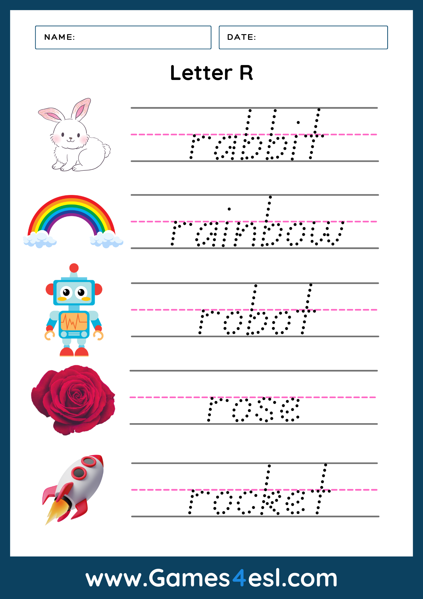 A Letter R Writing Worksheet