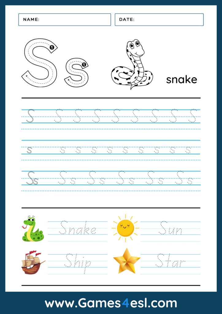 A Letter S Writing Worksheet