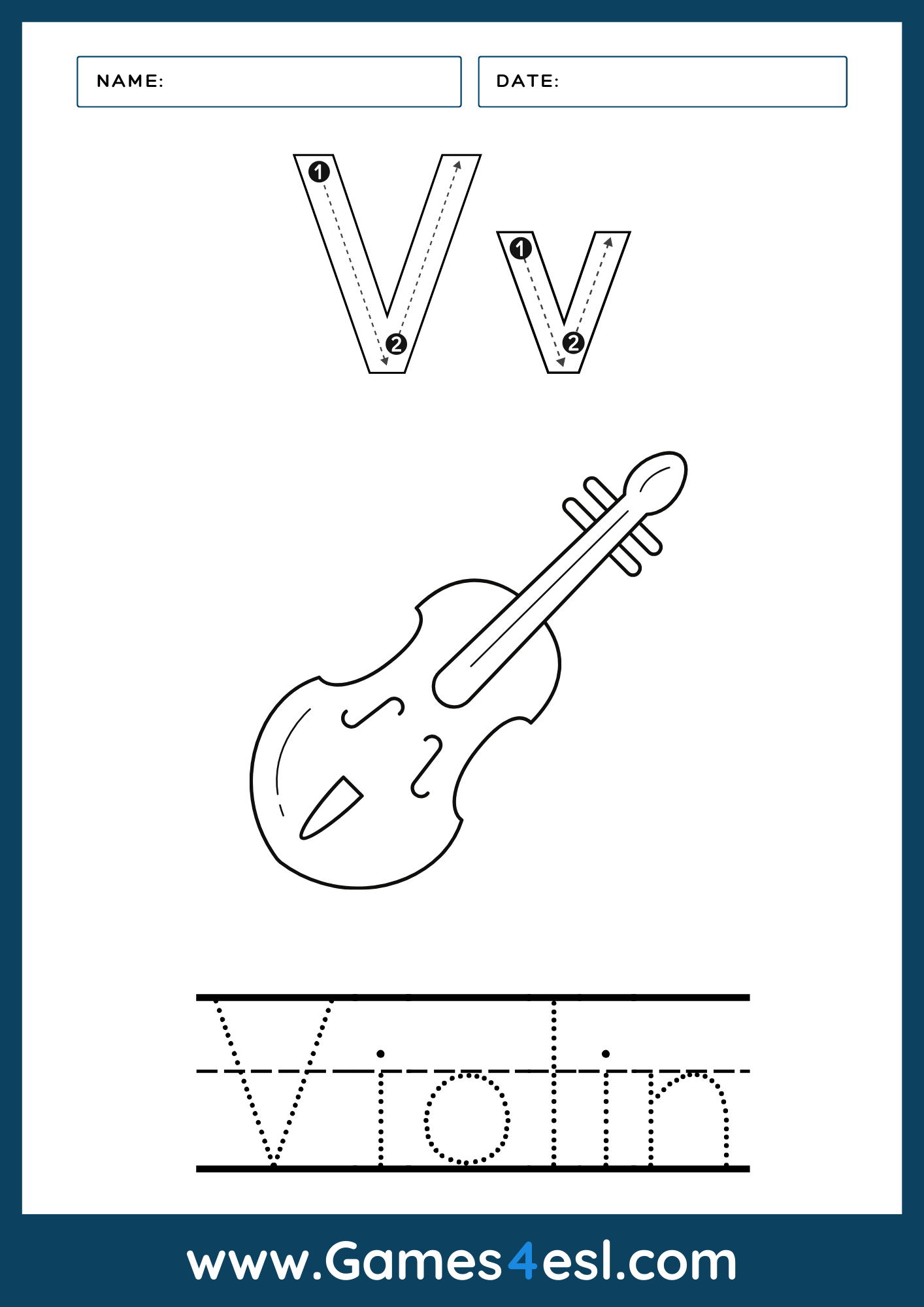 A Letter V Worksheet
