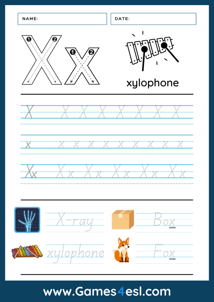A Letter X Tracing Worksheet