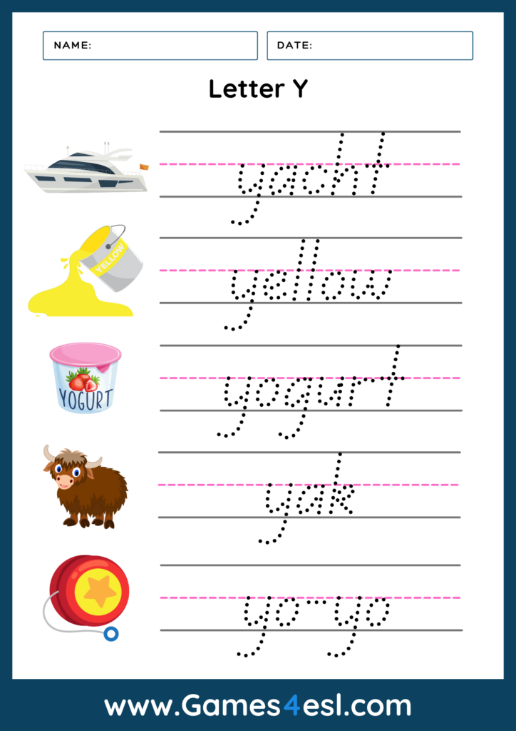 A Letter Y Writing Worksheet