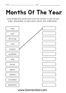 Months Of The Year Worksheets | Games4esl